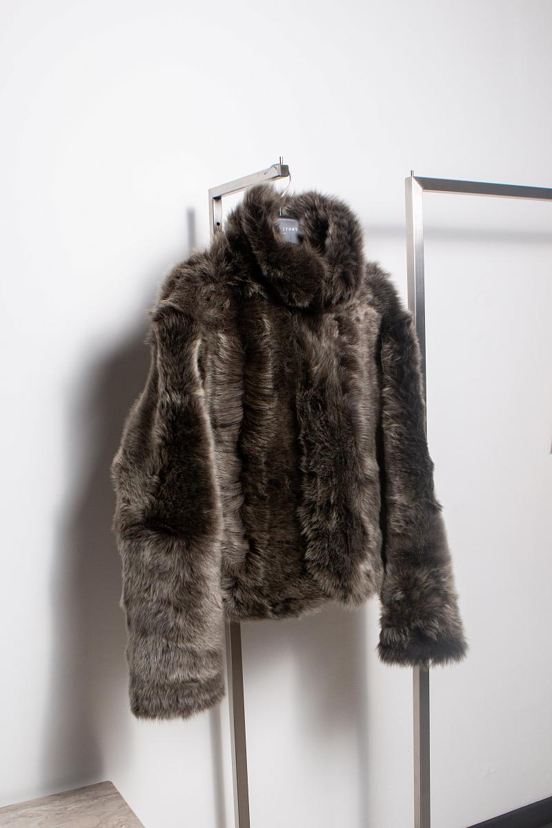 Шуба двусторонняя Oversize Молочный шоколад - 2