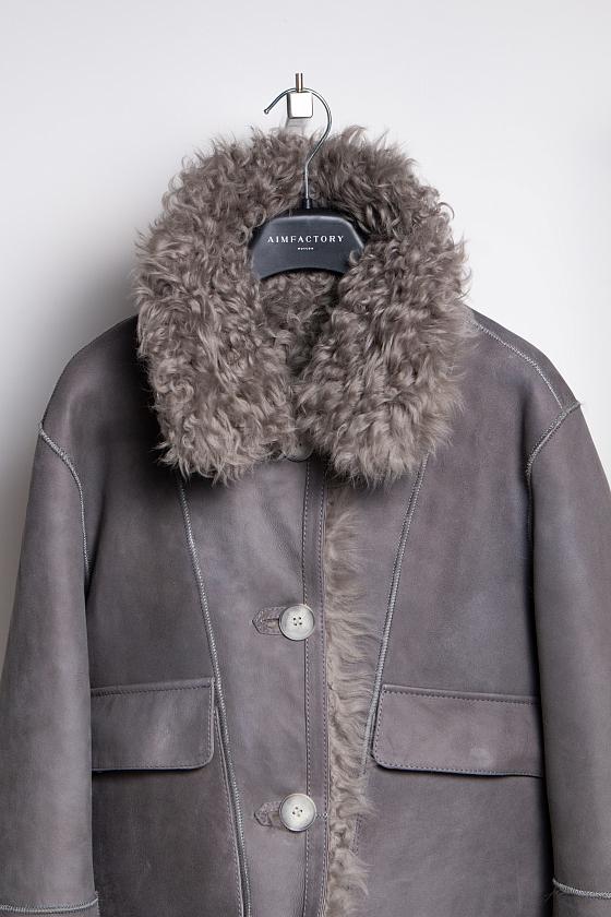 Шуба двусторонняя Oversize Серый