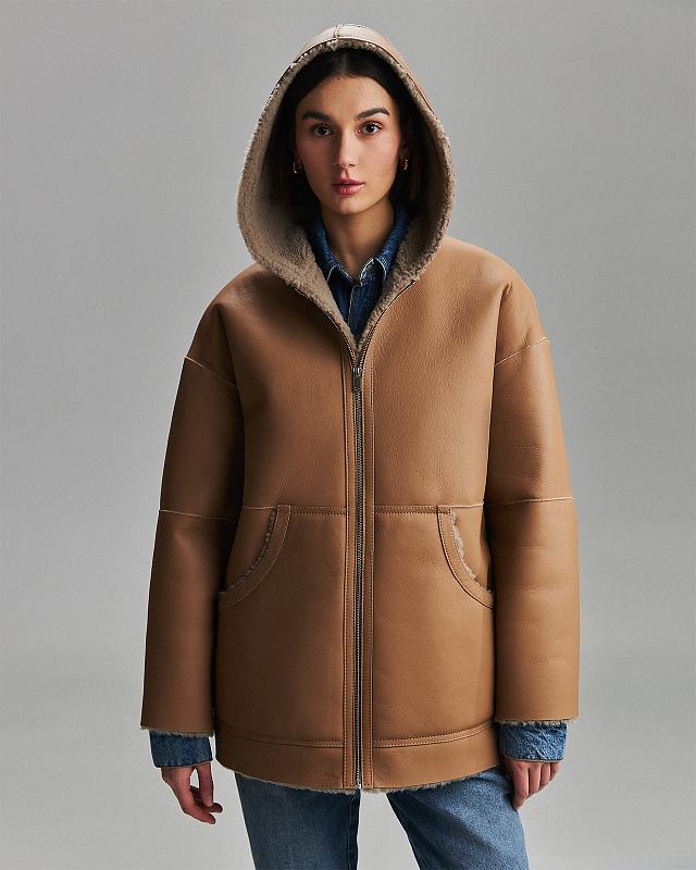 Дубленка Hoodie бисквит