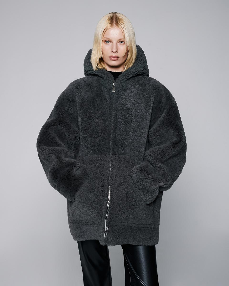 Дубленка двусторонняя Hoodie Винтаж Графит - 1