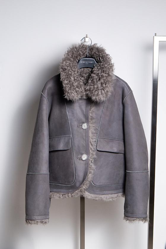 Шуба двусторонняя Oversize Серый