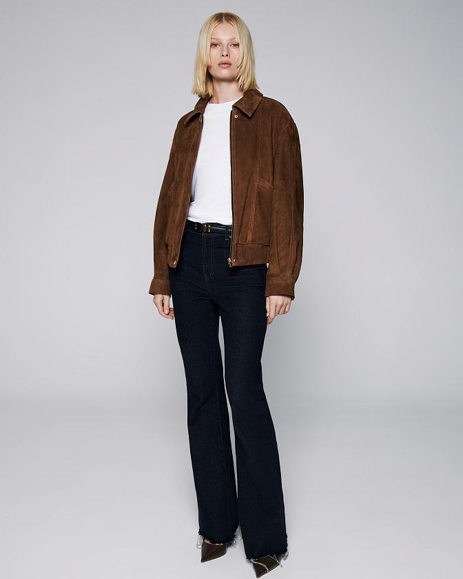 Бомбер в замше Коньяк