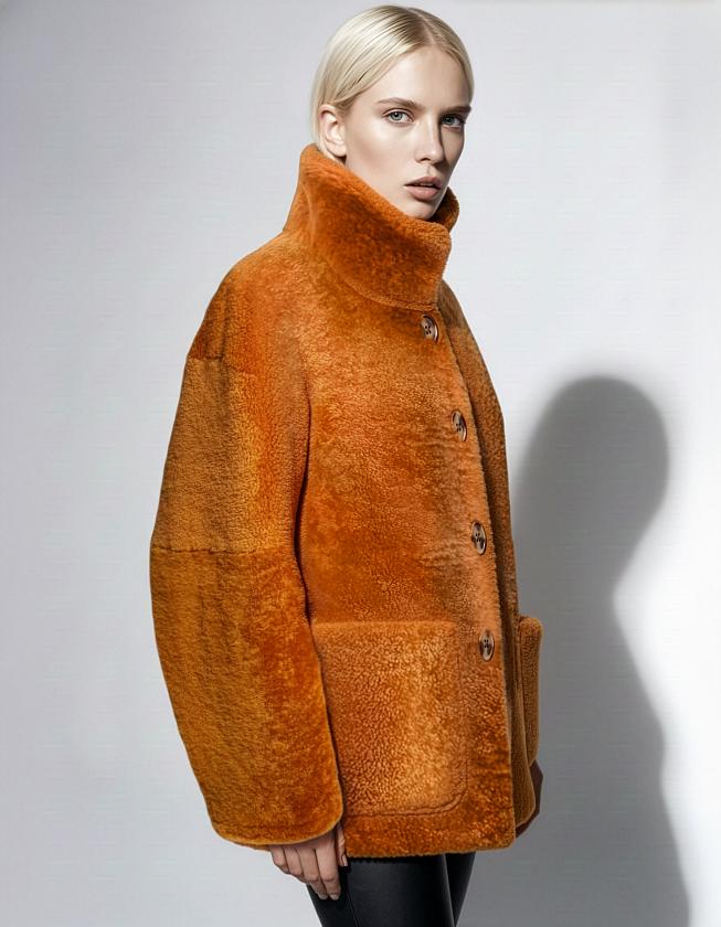 Шуба односторонняя Oversize Papaya