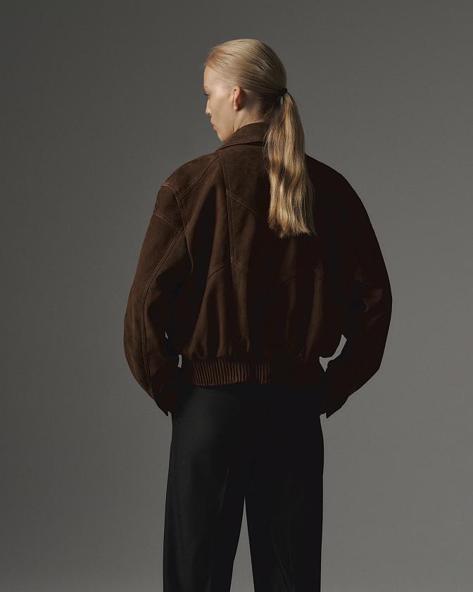 Бомбер в замше Шоколад