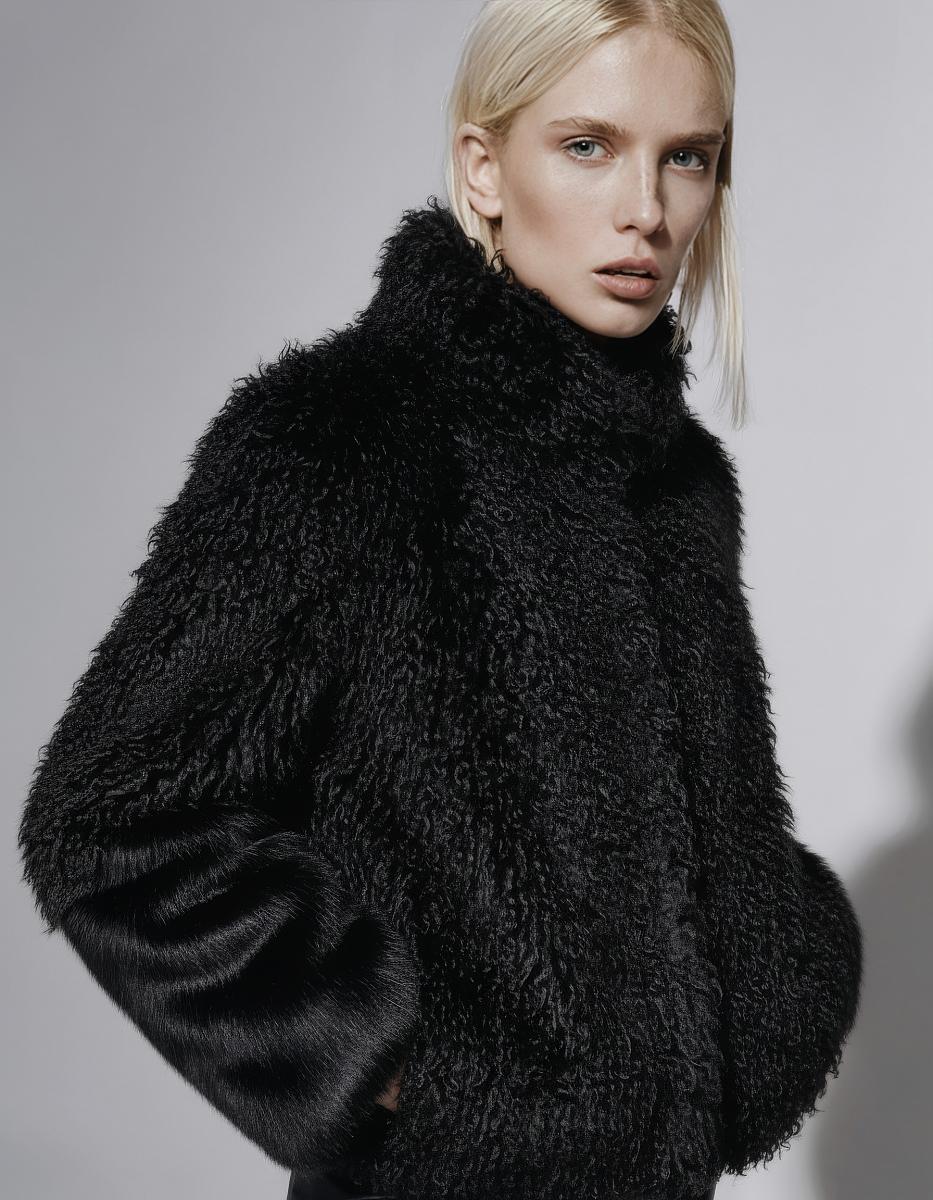 Шуба двусторонняя Oversize Черный - 2