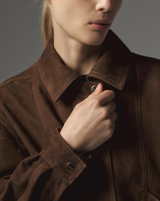 Бомбер в замше Шоколад