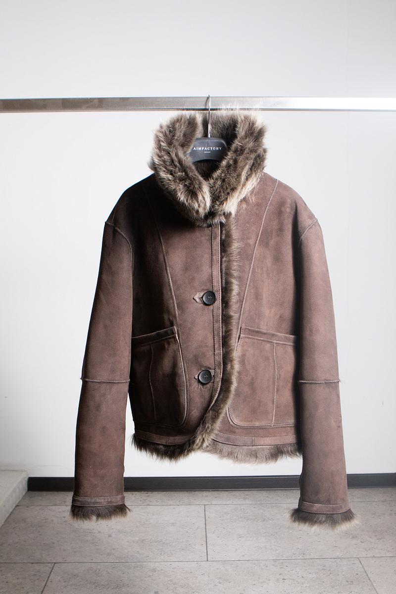 Шуба двусторонняя Oversize Молочный шоколад - 1