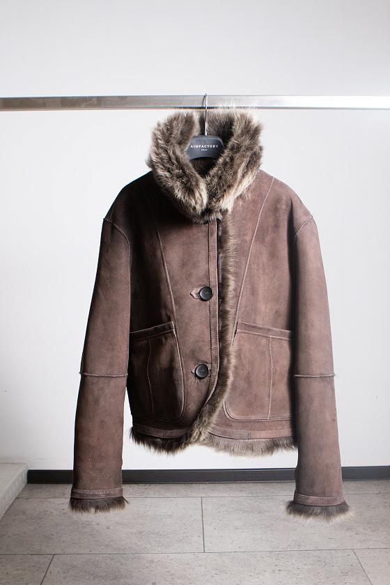 Шуба двусторонняя Oversize Молочный шоколад