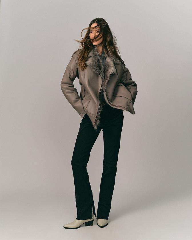 Дубленка удлинённая Oversize Корица