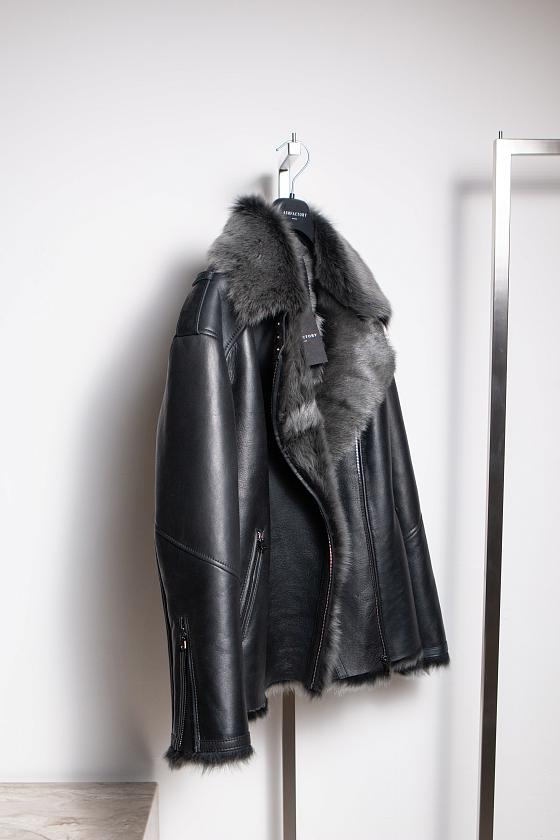 Дубленка удлинённая Oversize Чёрный Brisa