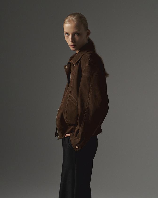 Бомбер в замше Шоколад