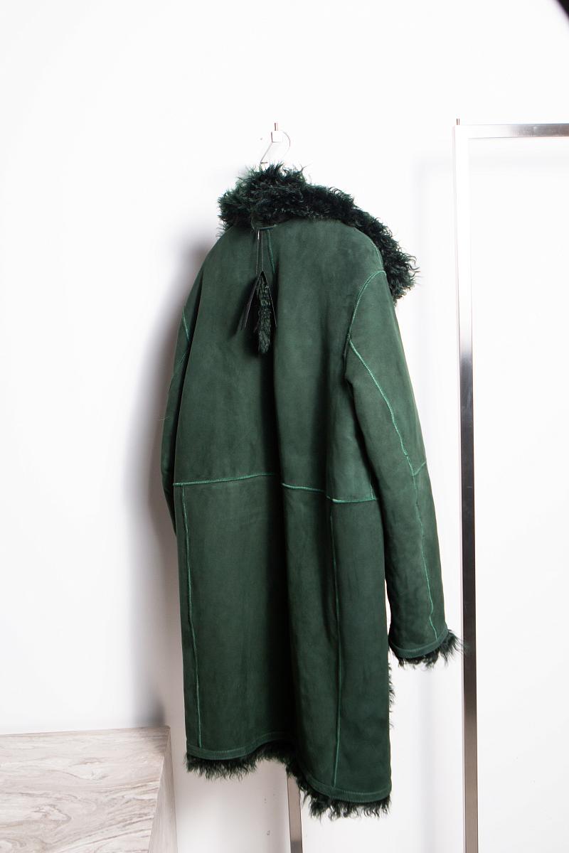 Шуба длинная двусторонняя Oversize Изумрудный - 4