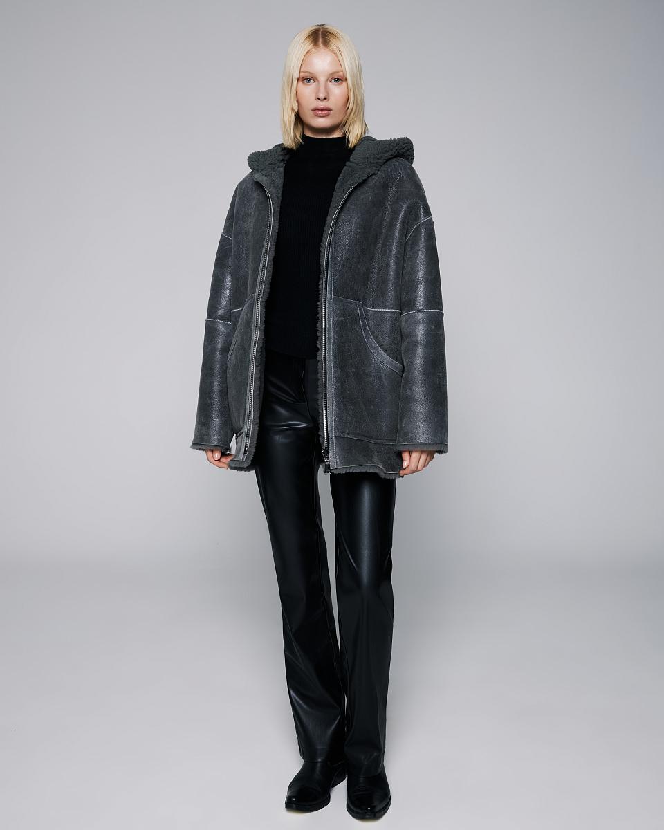Дубленка двусторонняя Hoodie Винтаж Графит - 3