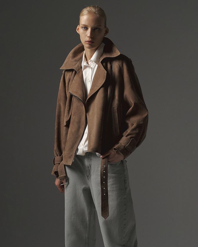 Косуха Oversize замша Бежевый графит