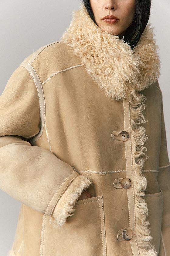Шуба двусторонняя на пуговицах Oversize Песочный