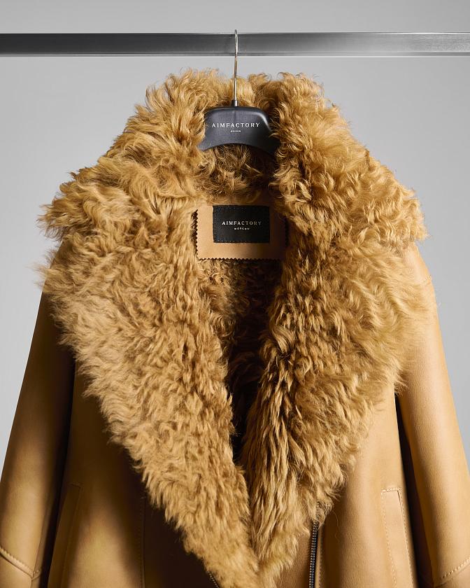 Дубленка Oversize Карамель