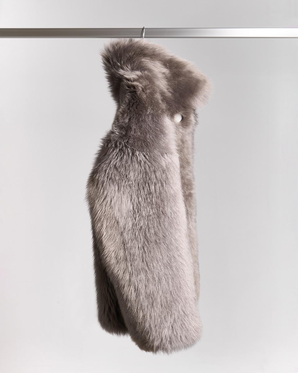 Шуба двусторонняя Oversize Тауп - 3