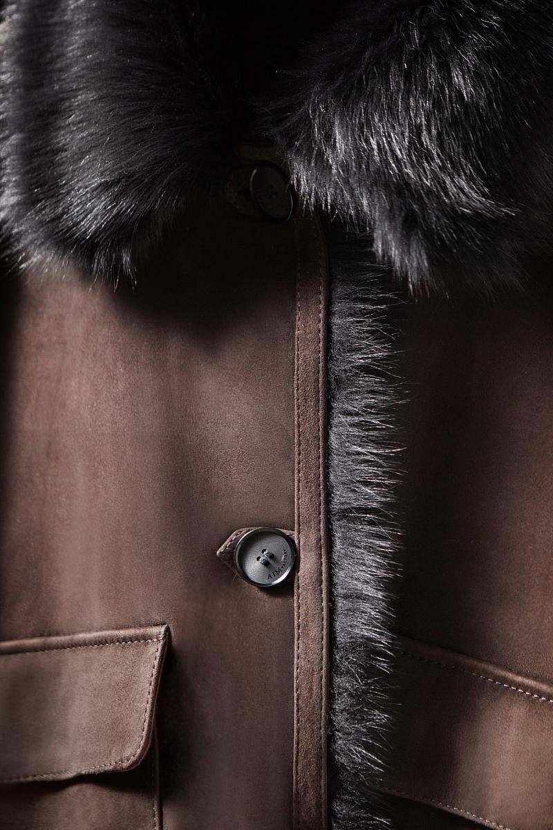 Шуба двусторонняя Oversize Горький шоколад - 7