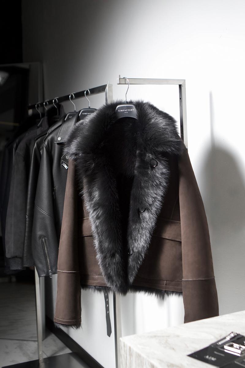 Шуба двусторонняя Oversize Горький шоколад - 4