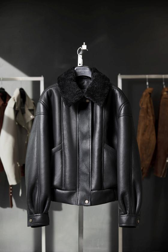 Дубленка бомбер Чёрный