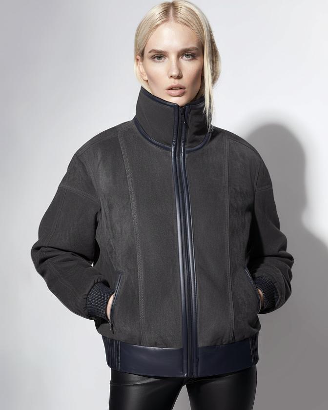 Дубленка Бомбер Графит