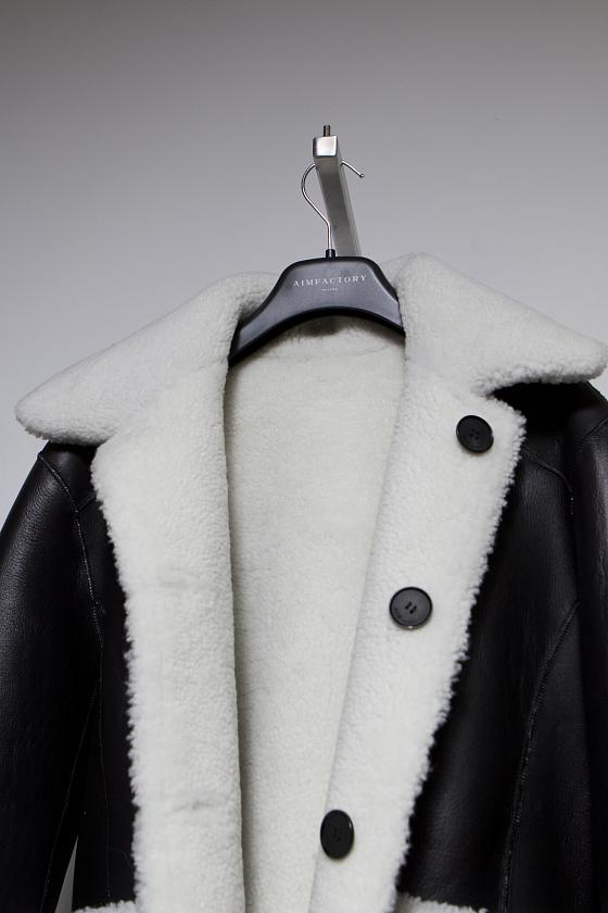 Шуба двусторонняя Oversize Черный с белым 