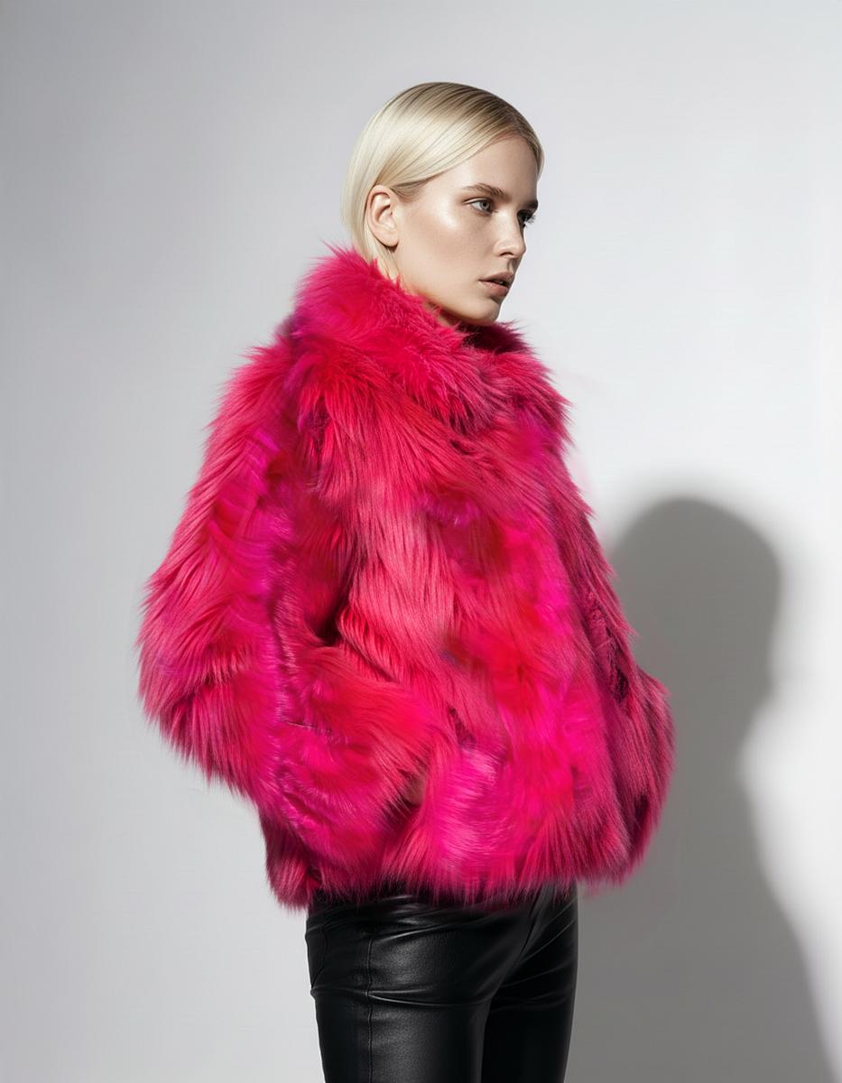 Шуба односторонняя Oversize Pink - 2