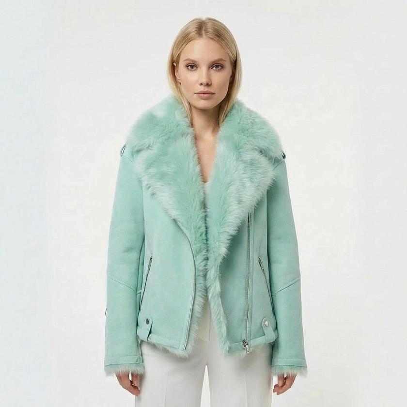 Дубленка Oversize Мятный