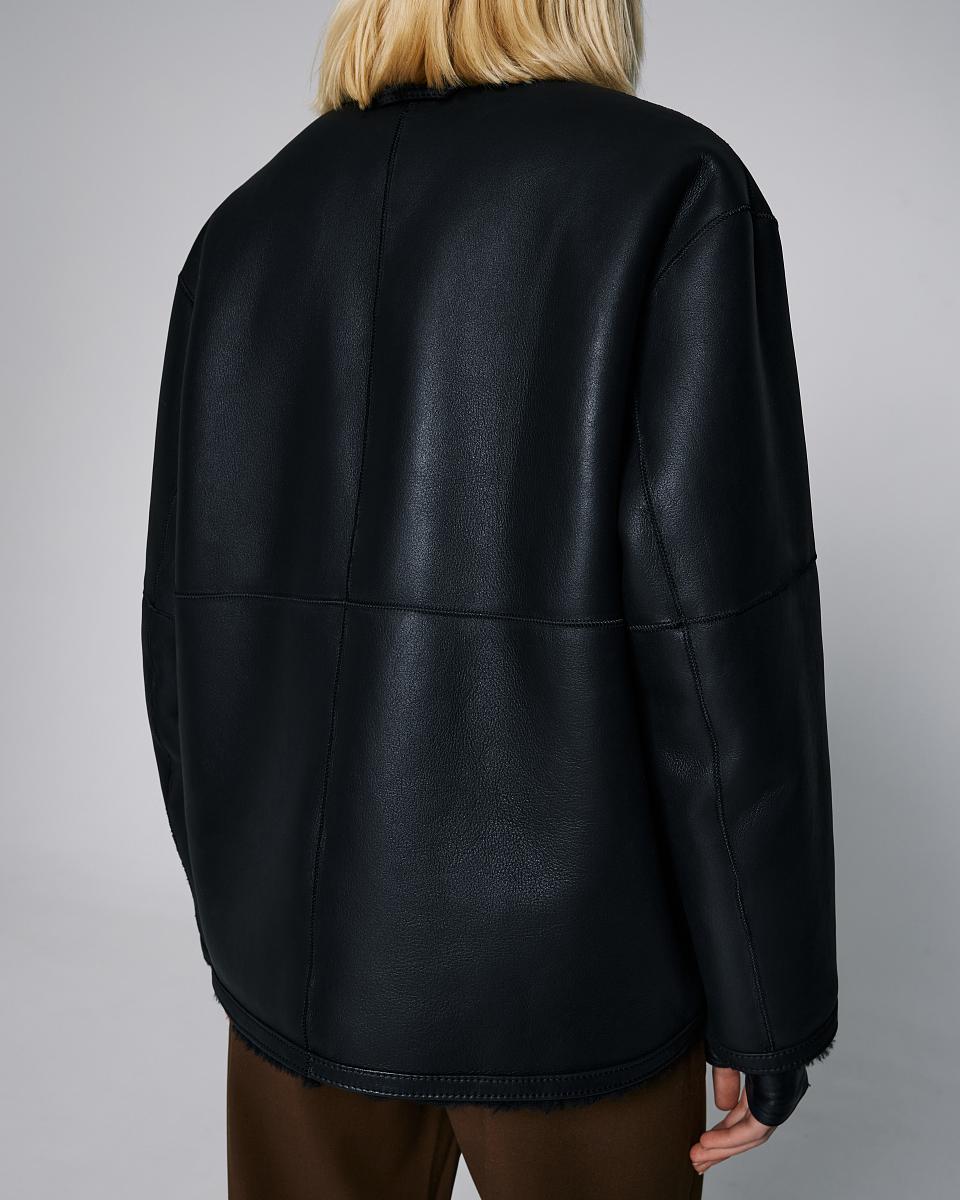 Шуба двусторонняя Oversize Чёрный - 6