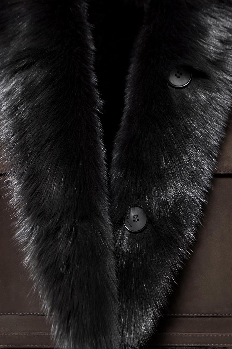 Шуба двусторонняя Oversize Горький шоколад - 8