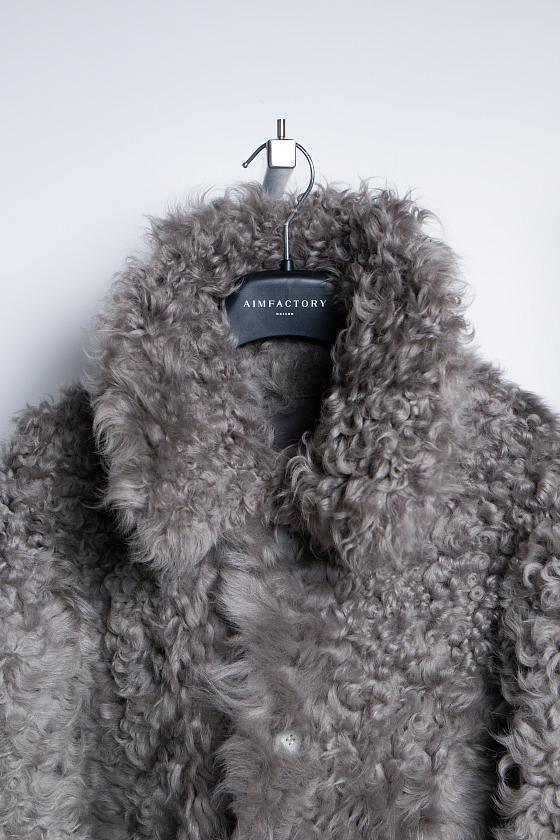 Шуба двусторонняя Oversize Серый