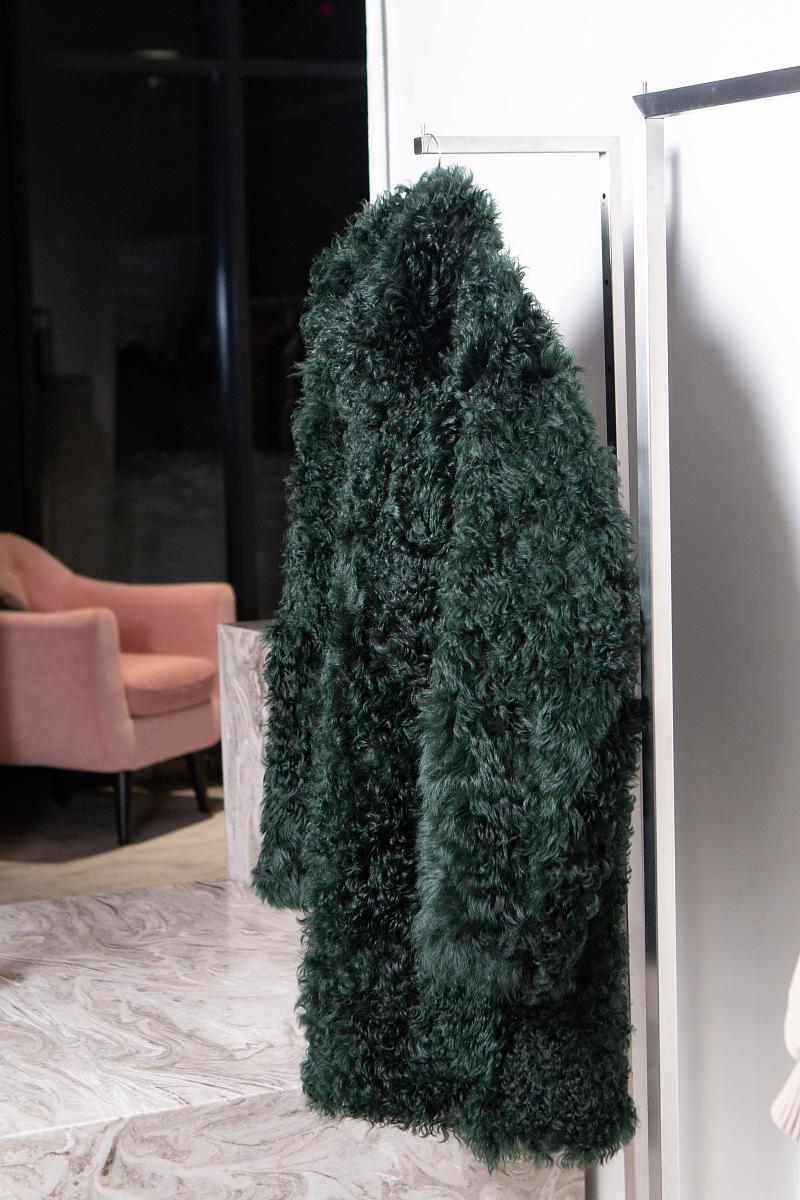 Шуба длинная двусторонняя Oversize Изумрудный - 9