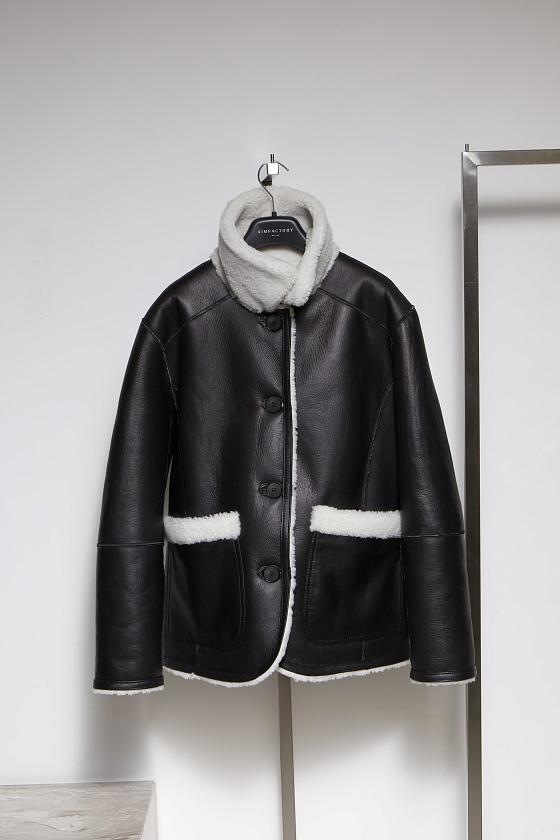 Шуба двусторонняя Oversize Черный с белым 