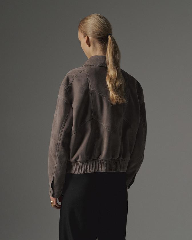 Бомбер в замше Серый опал