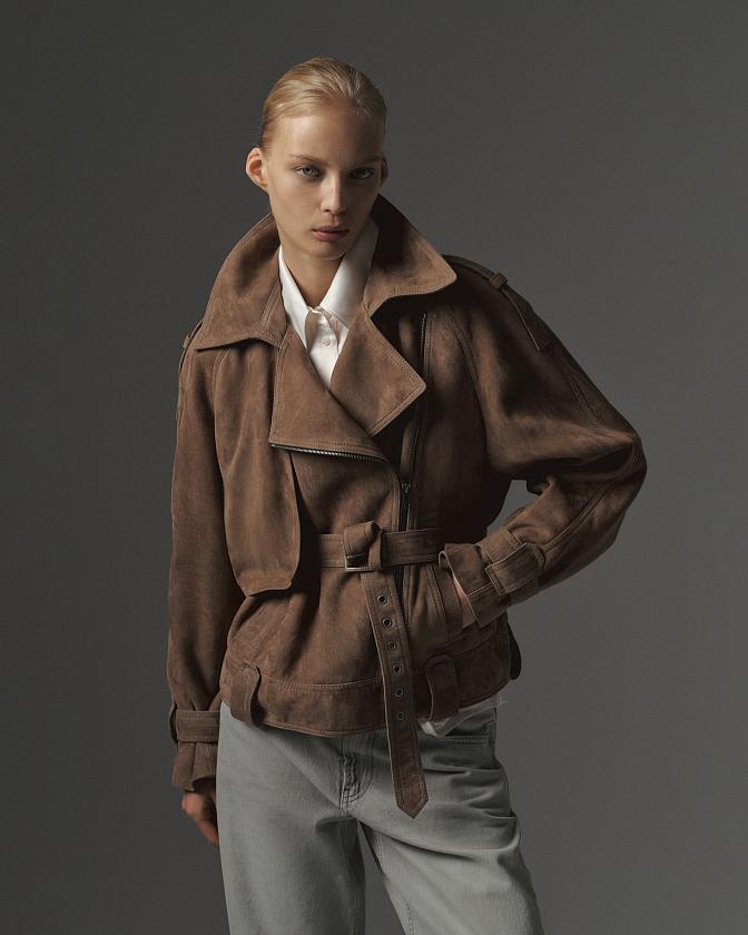Косуха Oversize замша Бежевый графит